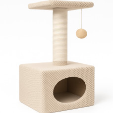 Кігтеточка для котів PolyPet будиночок квадратний бежевий 36x36x66 см КРД/0152-21