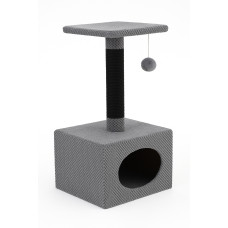 Кігтеточка для котів PolyPet будиночок квадратний сірий 31x31x61 см КРД/0150-20