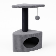 Когтеточка для котов PolyPet домик угловой серый 36x36x60 см КРД/0160-20