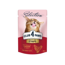 Вологий корм для котів Club 4 Paws Selection смужки з куркою у соусі 85 г B5631801