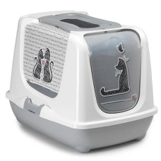 Закритий туалет для котів Moderna Trendy Cat Cats in Love із вугільним фільтром сірий 50х39х37 см C235026CL