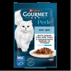 Вологий корм для кішок Gourmet Perle Duo з океанічною рибою та тунцем в соусі 85 г 12581697