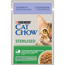 Влажный корм для стерилизованных котов Cat Chow Sterilised с ягненком и зеленой фасолью 85 г 12527609