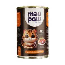 Полнорационный корм для взрослых котов MAU PAW с птицей и печенью в соусе 415 г 833470