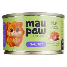 Полнорационный корм для взрослых котов MAU PAW паштет с курицей и печенью 100 г 833474