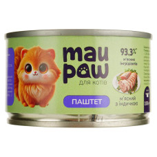 Полнорационный корм для взрослых котов MAU PAW паштет с индейкой 100 г 833475