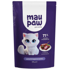 Полнорационный корм для взрослых котов MAU PAW с уткой и печенью в соусе 100 г 2538658