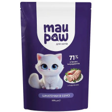 Полнорационный корм для взрослых котов MAU PAW с индейкой в соусе 100 г 2538655