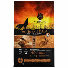Сухий корм для дорослих собак усіх порід Ambrosia Grain Free Dog Adult Sensitive Fresh Turkey & Rabbit з свіжою індичкою та кроликом 12 кг 865499