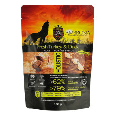Сухий корм для дорослих собак усіх порід Ambrosia Grain Free Dog Adult Fresh Turkey & Duck з свіжою індичкою та качкою 100 г 1305620