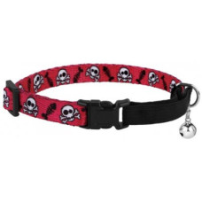 Ошейник для котов и собак Barksi Urban черепа нейлоновый на резинке с колокольчиком красный 1x18-28 см 49/3/Т