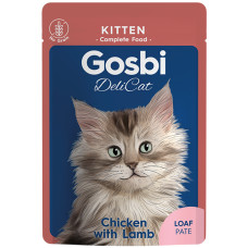 Вологий корм для кошенят Gosbi DeliCate Kitten Chicken Lamb Loaf курячий рулет з ягням 70 г