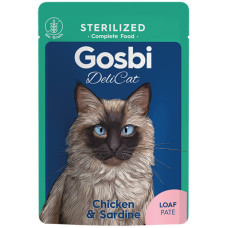 Вологий корм для стерилізованих котів Gosbi DeliCat Sterilized Chicken & Sardine Loaf з куркою та сардинами 70 гр
