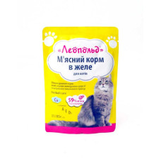 Вологий корм для котів Леопольд Hairball care з яловичиною в желе для виведення шерсті 85 г