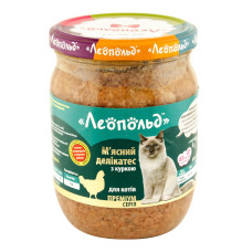 Вологий корм для котів Леопольд Преміум М'ясний делікатес із куркою 500 г