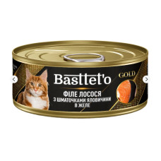 Вологий корм для котів Basttet`o Gold філе лосося зі шматочками яловичини в желе 85 г