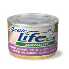 Влажный корм для котов LifeCat Chicken With Ham курица с ветчиной и стручковой фасолью 150 г