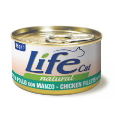 Влажный корм для котов LifeCat Chicken Fillets With Beef филе курицы и говядины 85 г