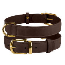 Нашийник для собак BronzeDog Crazy M шкіряний коричневий 2х30-39 см 00446/T