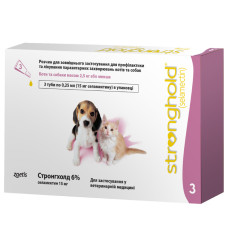 Капли против внешних и внутренних паразитов для собак и котов Zoetis Stronghold 6% до 2.5 кг ЦЕНА ЗА 1 ШТ 10008306