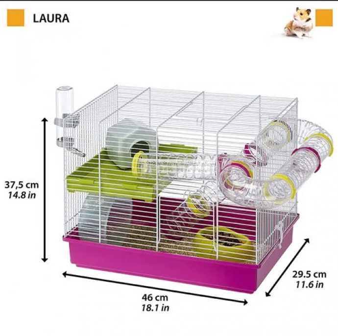 Клетка для хомяков Ferplast Laura малиновая 46х29.5х37.5 см 57912411 - zoo-expert.com.ua - 3