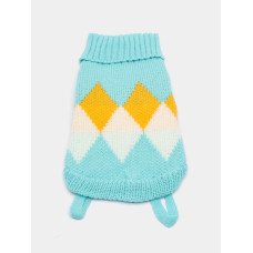 Свитер для собак и котов EcoToys Diamond S ромбы бирюзово-желтый A: 20 см B: 28 см C: 18 см 6916
