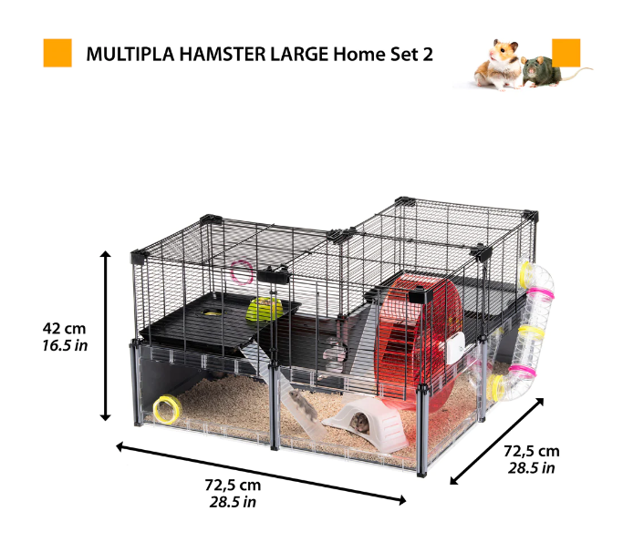 Модульная клетка для хомяков и мышей Ferplast Multipla Hamster Lagre с аксессуарами черная 107.5x37.5x42 см 57007417 - 2 Модульная клетка для хомяков и мышей Ferplast Multipla Hamster Lagre с аксессуарами черная 107.5x37.5x42 см 57007417 - zoo-expert.com.ua - 2