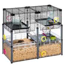 Модульная клетка для хомяков и мышей Ferplast Multipla Hamster Crystal с аксессуарами черная 72.5x37.5x62 см 57007617