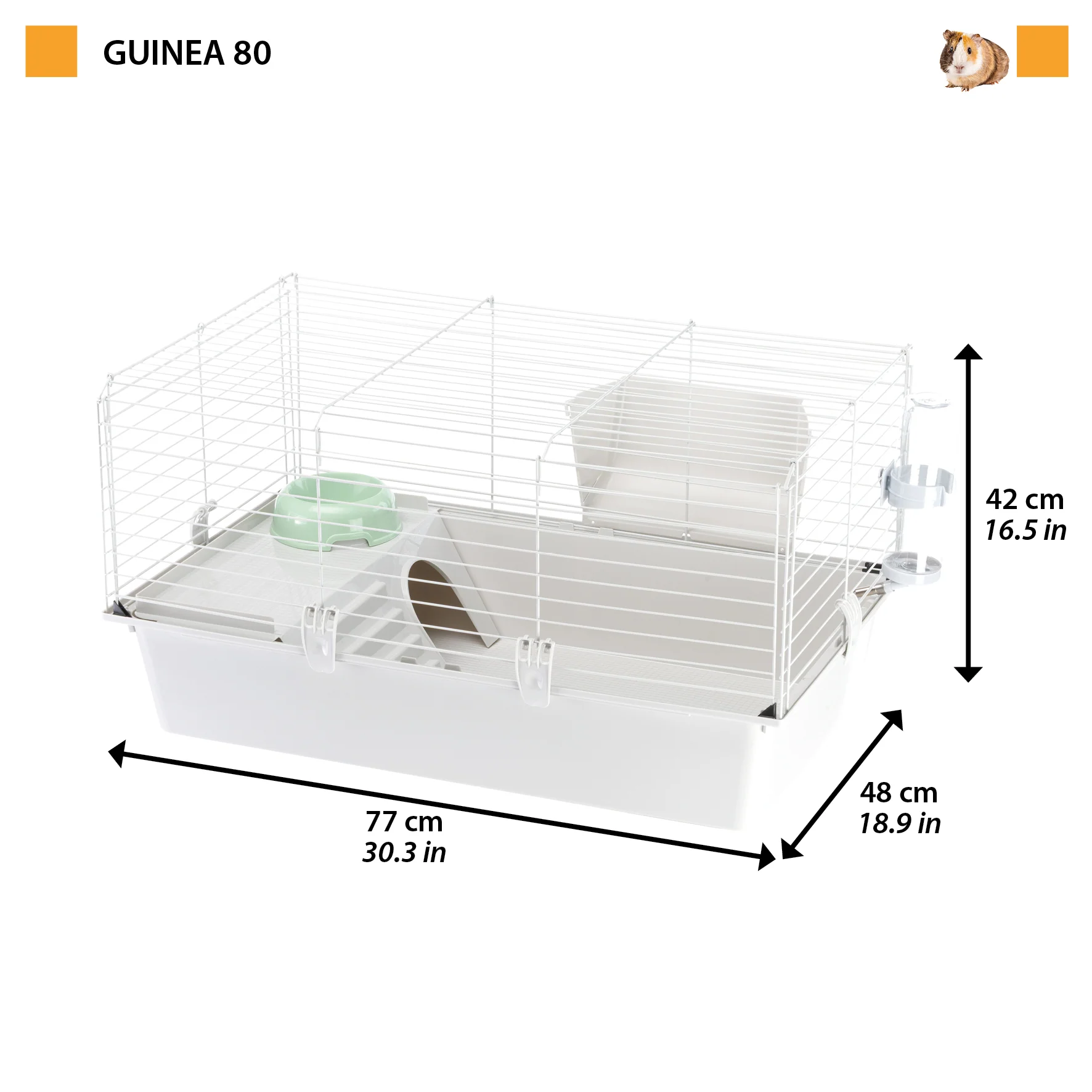 Клетка для кроликов и морских свинок Ferplast Guinea 80 серая 77x48x42 см 57054401 - 2 Клетка для кроликов и морских свинок Ferplast Guinea 80 серая 77x48x42 см 57054401 - zoo-expert.com.ua - 2