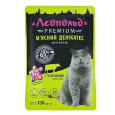 Вологий корм для котів Леопольд Premium з телятиною 100 г