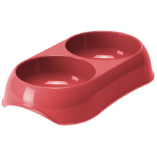 Миска для собак и котов Moderna Gusto двойная пластиковая коралловая 23х13х4.1 см 2x200 мл ВА100371