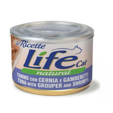 Влажный корм для котов LifeCat Tuna With Grouper And Shrimps тунец с окунем и креветками 150 г 102501