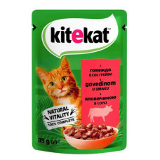 Вологий корм для котів Kitekat з яловичиною у соусі 85 г 453703