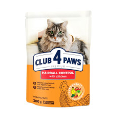 Сухий корм для котів Club 4 Paws Hairball Control для виведення шерсті з куркою 300 г B4610111