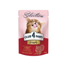 Вологий корм для котів Club 4 Paws Premium смужки з індичкою в крем супі з моркви 85 г B5632001