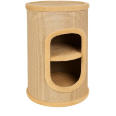 Когтеточка для котов PolyPet двухэтажная бежевая Ø35x70 см КРД/1056-05