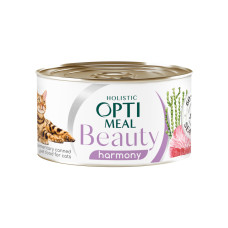 Влажный корм для котов OptiMeal Beauty Harmony с полосатым тунцом и водорослями в желе 70 г B2782101