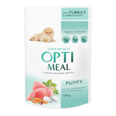 Вологий корм для цуценят OptiMeal Puppy з індичкою та морквою в соусі 100 г B2910802