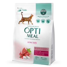Сухий корм для котів OptiMeal Extra Taste з високим вмістом телятини 200 г B1890201