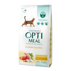 Сухий корм для котів OptiMeal Adult з куркою 1.5 кг B1801201