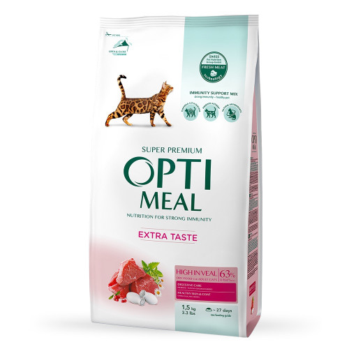 ᐉ Купить Сухой корм для котов OptiMeal Extra Taste с высоким