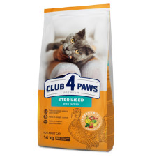 Сухий корм для стерилізованих котів Club 4 Paws Sterilized з індичкою 14 кг B4631701