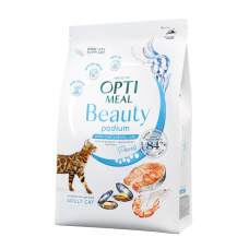 Сухий корм для котів OptiMeal Beauty Podium Shiny Coat & Dental Care з морепродуктами 1.5 кг B1802201