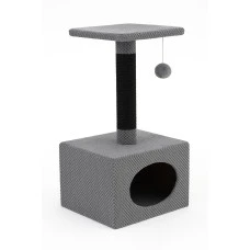 Когтеточка для котов PolyPet домик квадратный серый 31x31x61 см КРД/0150-20