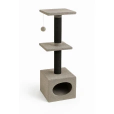 Когтеточка для котов PolyPet домик квадратный двухэтажный серый 36x36x106 см КРД/0156-20