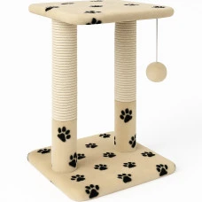 Когтеточка для котів PolyPet подряпка-арка квадрат бежевий з чорними лапками 43x43x65 см КРД/0022-12