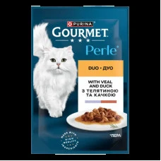 Влажный корм для котов Gourmet Perle Duo с телятиной и уткой в соусе 85 г 12581727