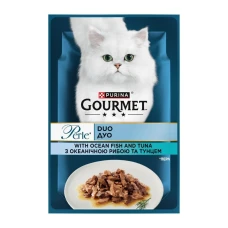 Влажный корм для котов Gourmet Perle Duo с океанической рыбой и тунцем в соусе 85 г 12581697