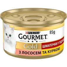 Влажный корм для котов Gourmet Gold с лососем и курицей 85 г 12592015