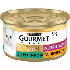 Влажный корм для котов Gourmet Gold с кроликом и печенью двойное в подливе 85 г 12592085